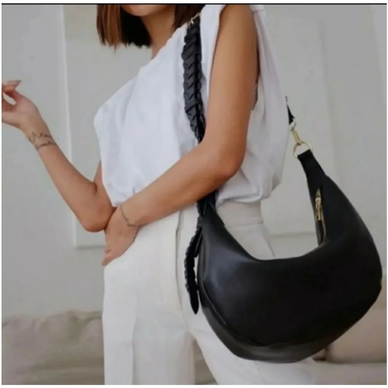 NWT! Jules Kae Zola Crossbody Braided Strap Bag in Black Vegan Leather - Image 3