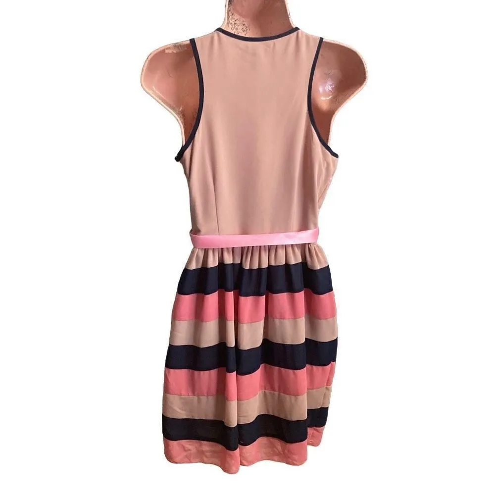 MAISON‎ JULES Women’s Tan Blue & Peach Dress Size Small - Image 2