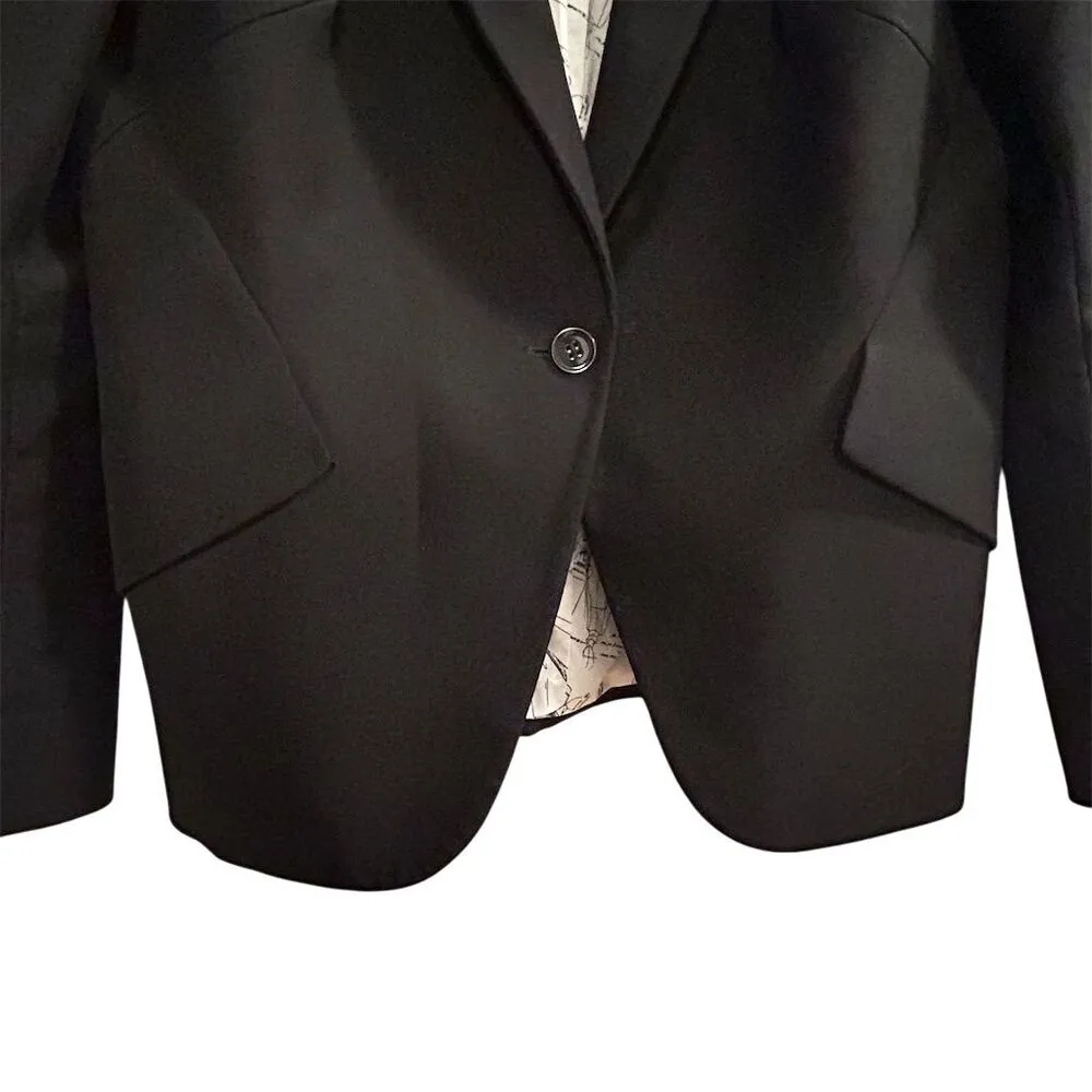 White House Black Market Womens Editor Blazer Black Size 14 Long Sleeve - Image 5