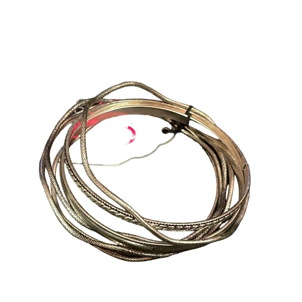 Stylish‎ Gold-Tone Bangle Set Stackable Bracelets Boho Chic Jewelry R-37 - Image 2