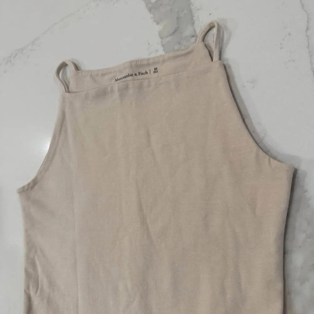 Abercrombie & Fitch High Square Neck Cami Bodysuit Women's XS Light Brown Preppy - Image 2