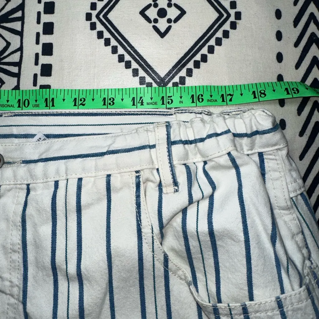 Vintage 90s Bill Blass Women Striped Denim Long Shorts Blue/White Size‎ 20w - Image 6