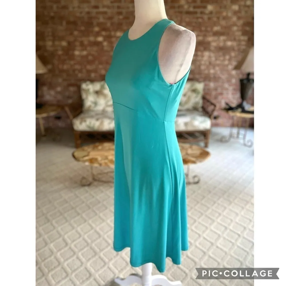 Isaac Mizrahi Dress Turquoise Halter Crisscross Open Back Knit NWT 6 - Image 7