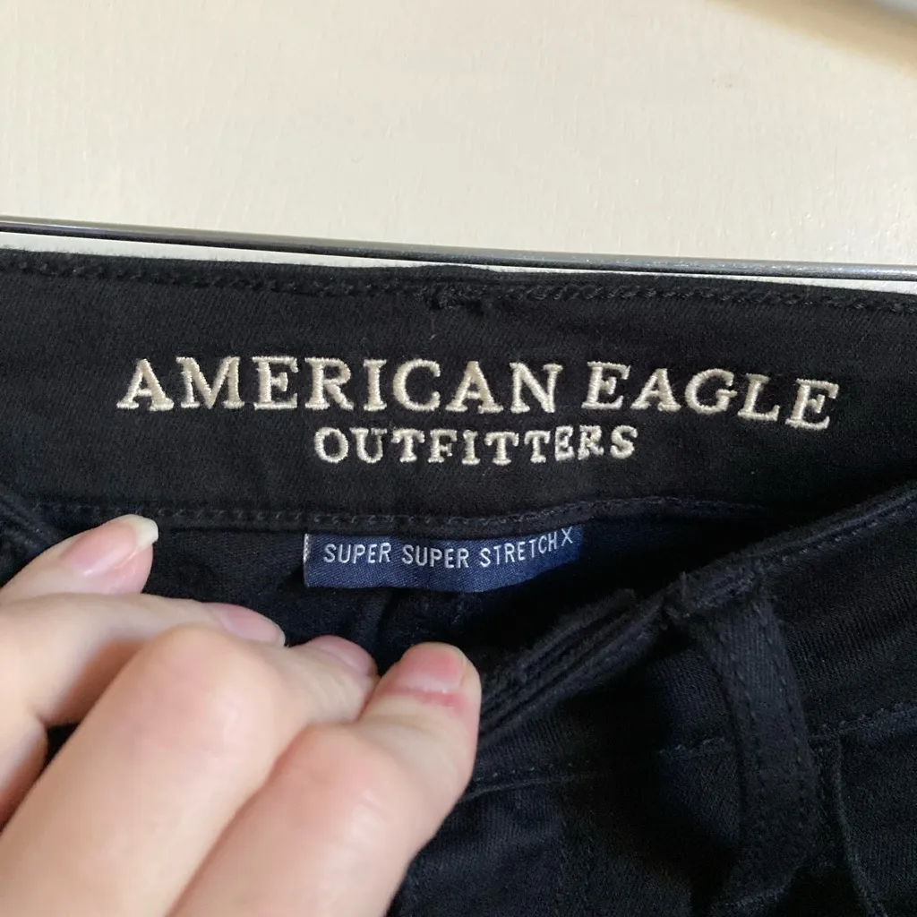 🌸American Eagle Outfitters Black Onyx Super Super StretchX Jeggings Pants Jeans #RW - Image 3