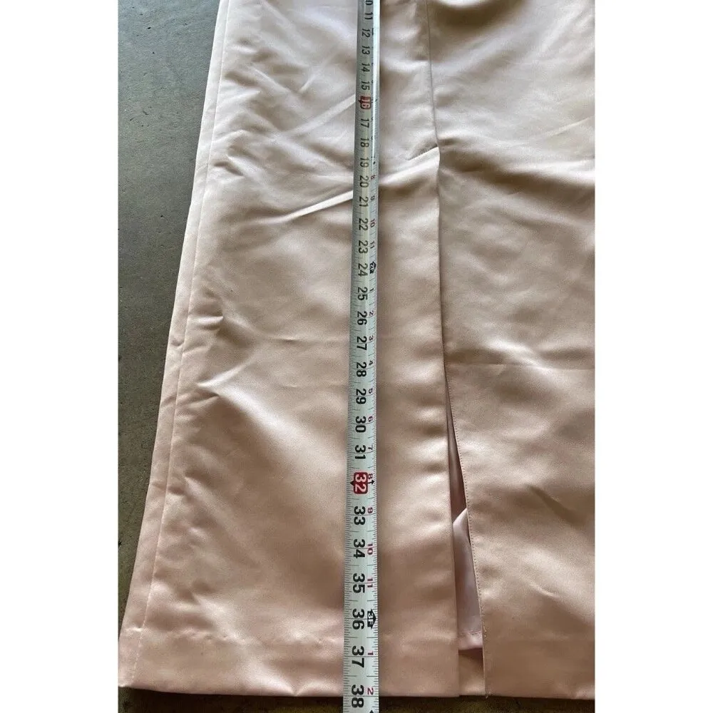 Vintage Pinky & Me Skirt Womens Size 4 Pink Formal Satin Long Maxi Lined Back - Image 6