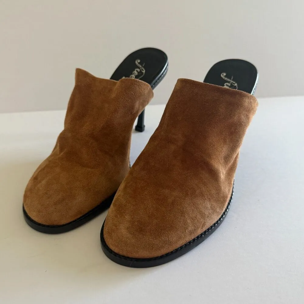 NWOB Free People Leila Suede Leather Slip On Cognac Brown Mules Sz 40 (9.5) - Image 6