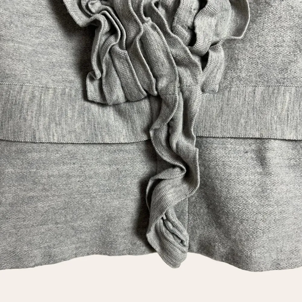 BCBGMaxAzria Gray Ruffle Wool Long Sleeve Cardigan Sweater Size Small - Image 4
