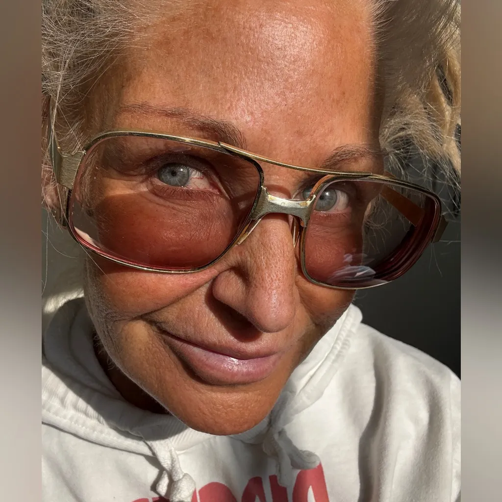 Vintage American optical glasses metal Frame with vintage eel skin leather case Gold - Image 5