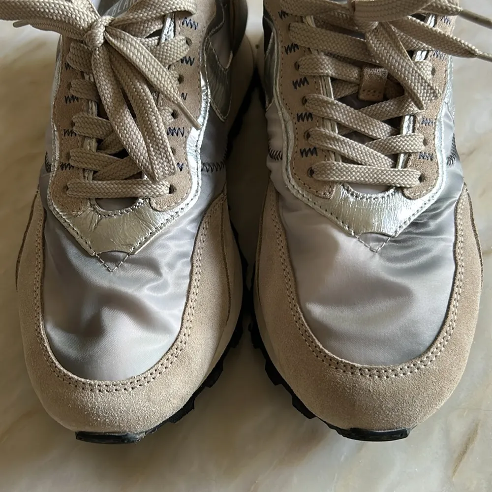 Voile Blanche QWARK HYPE WOMAN Leather and Fabric Sneakers in Grey-Beige Size 39 - Image 8