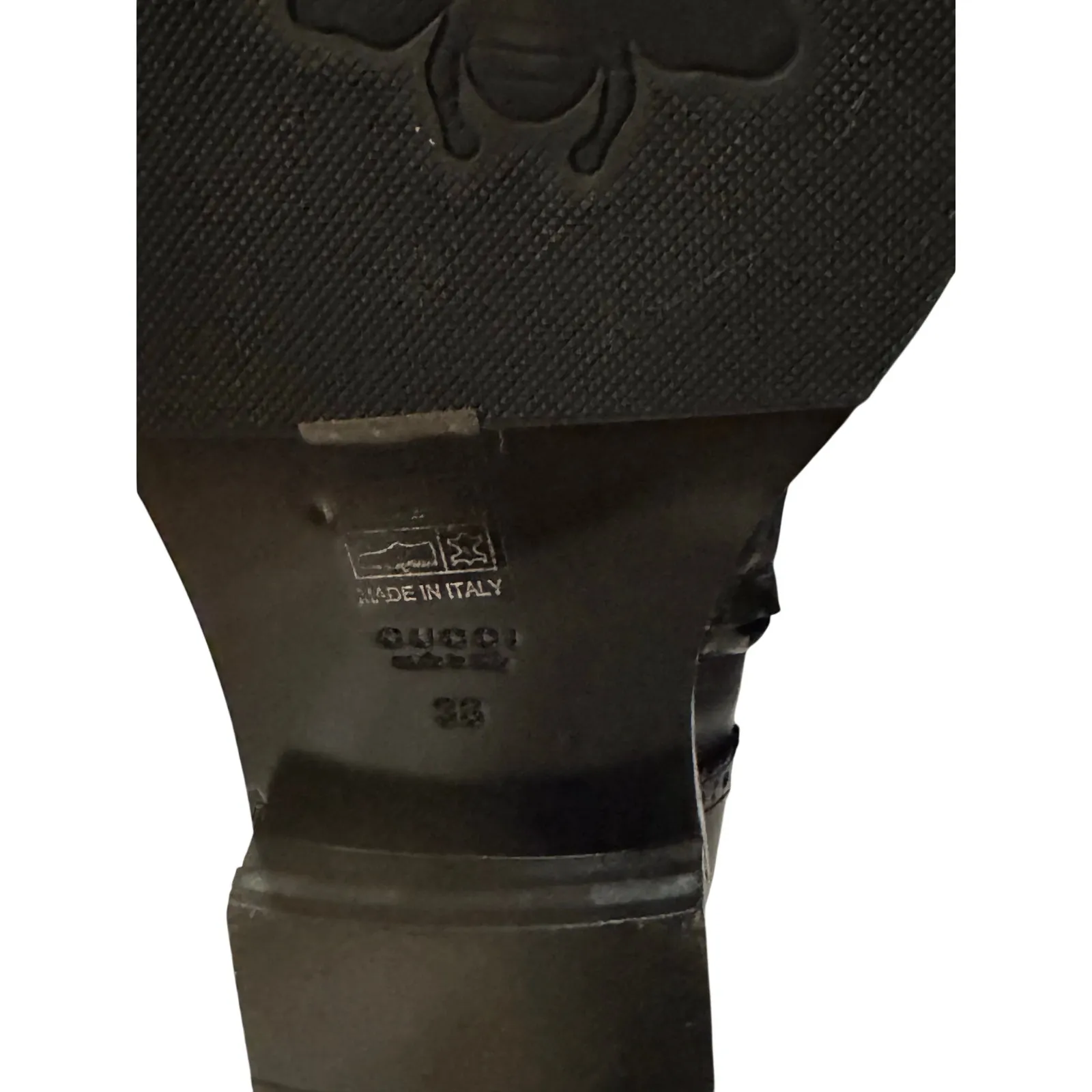 Gucci Dionysus Thigh High Boots 38 Black Leather Bee Brogue Alessandro Michele - Image 13