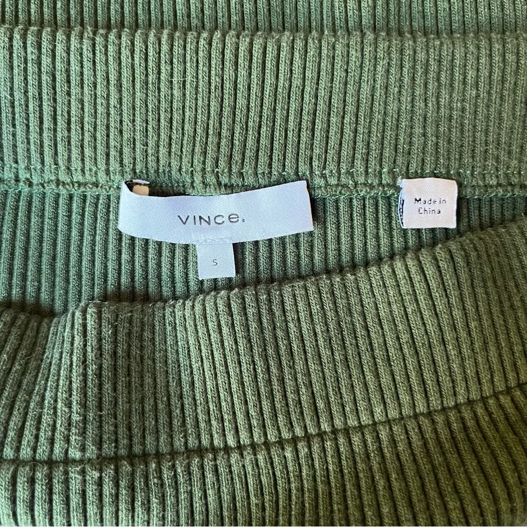 Vince Womens Green Ribbed Knit Calf Midi Skirt - Image 6
