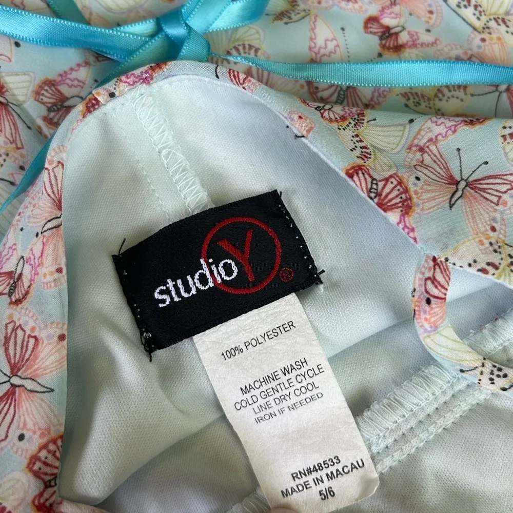 Vintage Y2K Whimsy Fairy Butterfly Tired Milkmaid Slip Midi Dress Size 6 Blue - Image 11