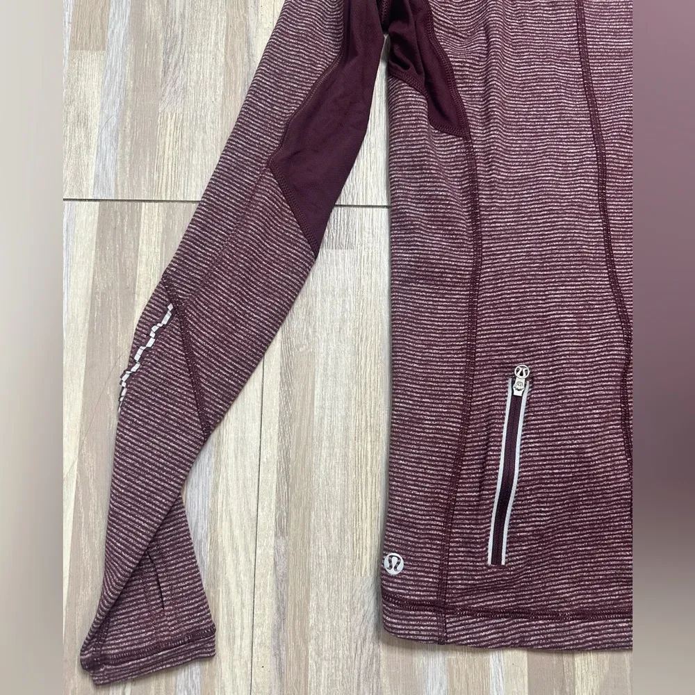 Lululemon Star Runner Long Sleeve Shirt (Bordeaux Drama Tonka Striped), Size 4 - Image 6