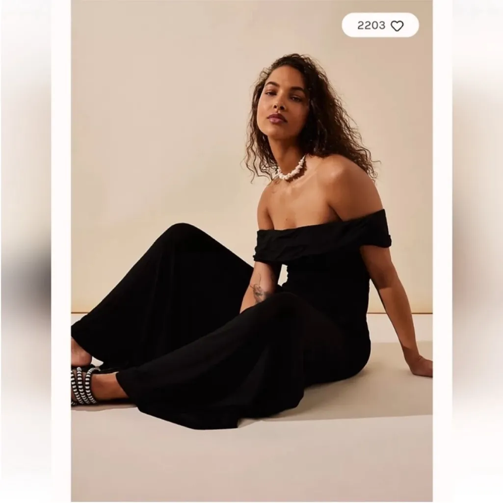 Free People Beach Kenna Off Shoulder Wide Leg One Piece Jumpsuit XS - Image 2