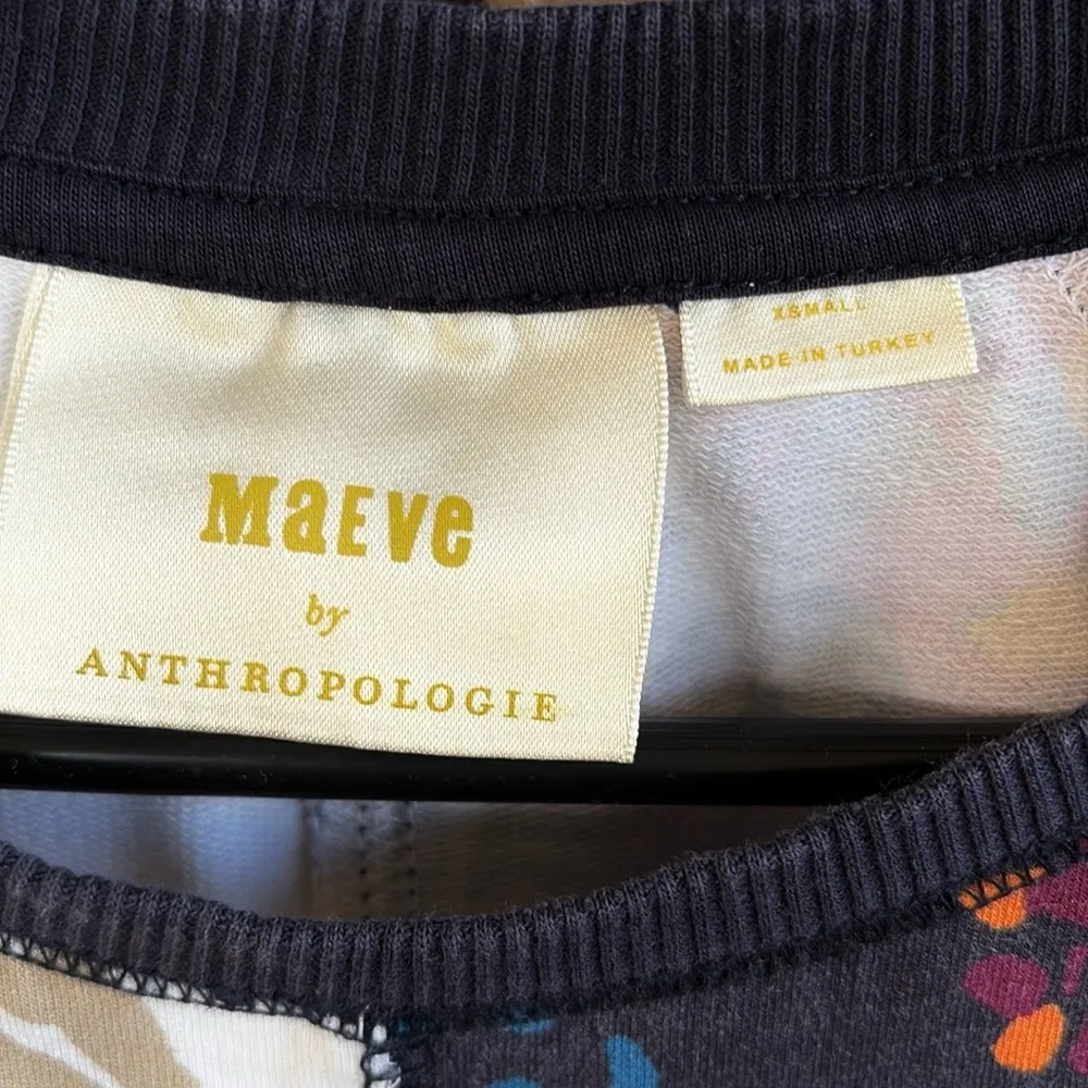 Anthropologie Maeve Puffed Sleeve Floral Sweatshirt Size Generous XS - Image 6