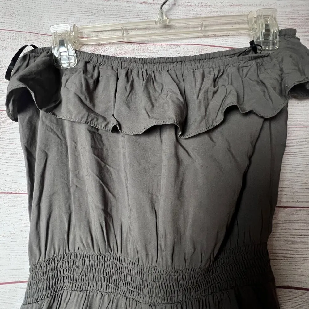 Forever 21 Women's Strapless  Romper with Ruffle off Shoulder Strapless   Sz M - Image 4