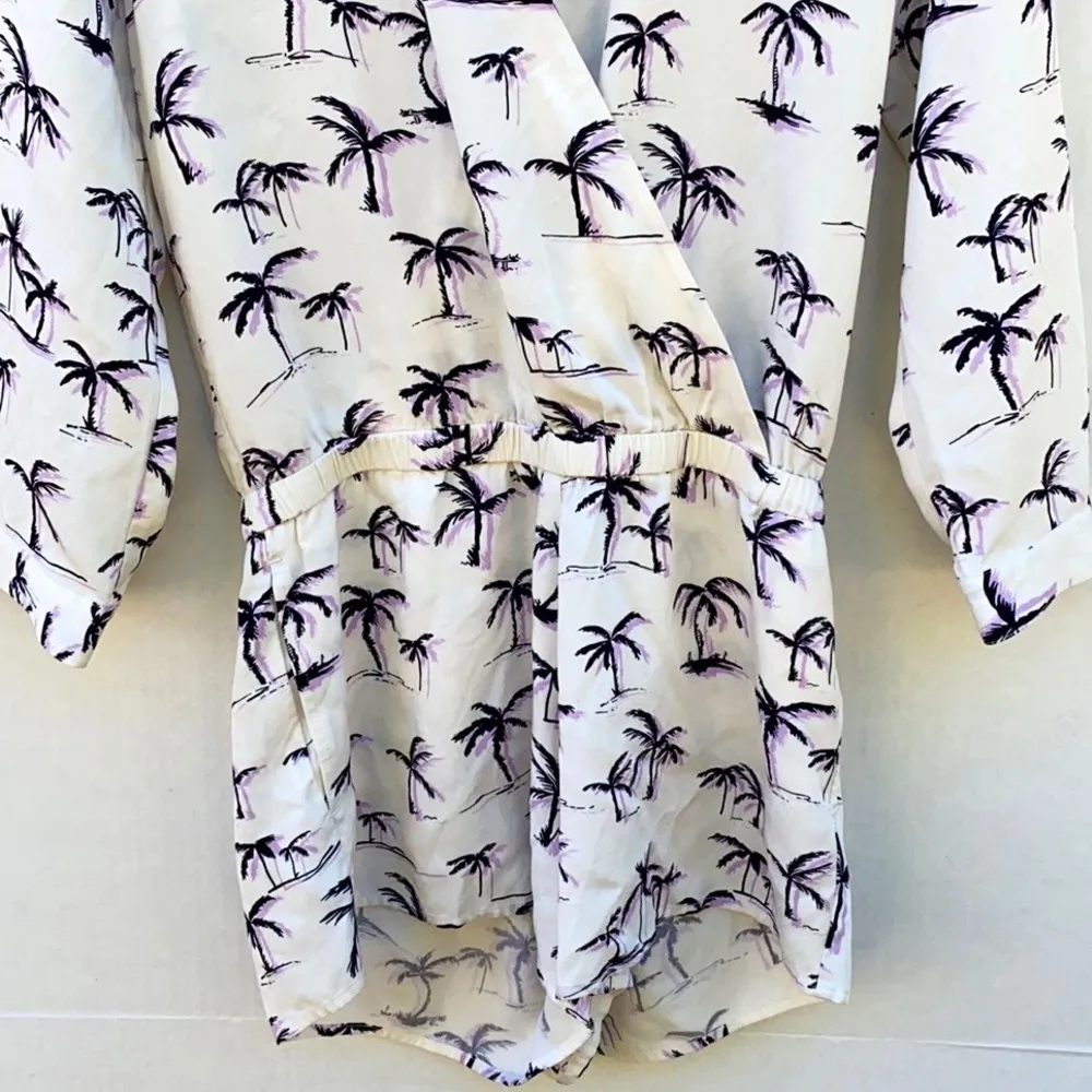 American Apparel Womens large long sleeve cross front palm tree print romper - Image 10