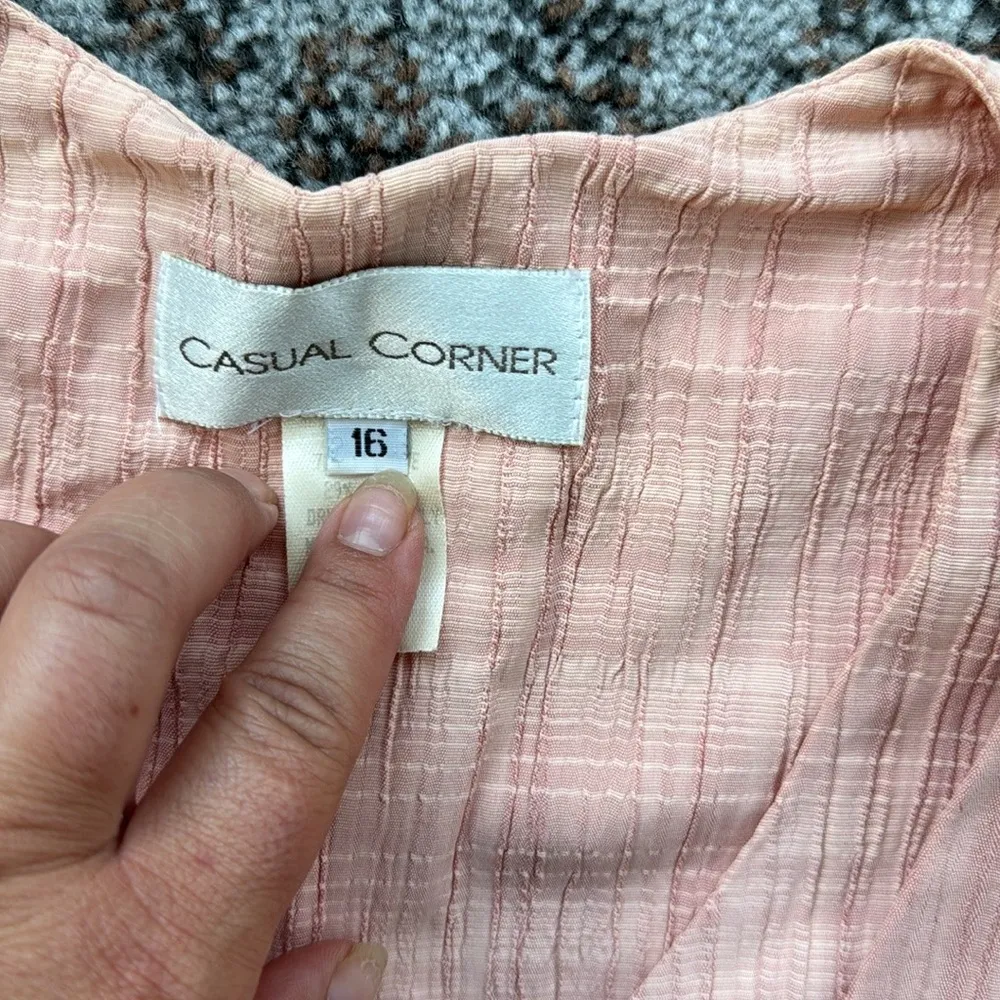 Vintage Casual Corner Button Down Blouse With Built In Vest Pink 16 - Image 3