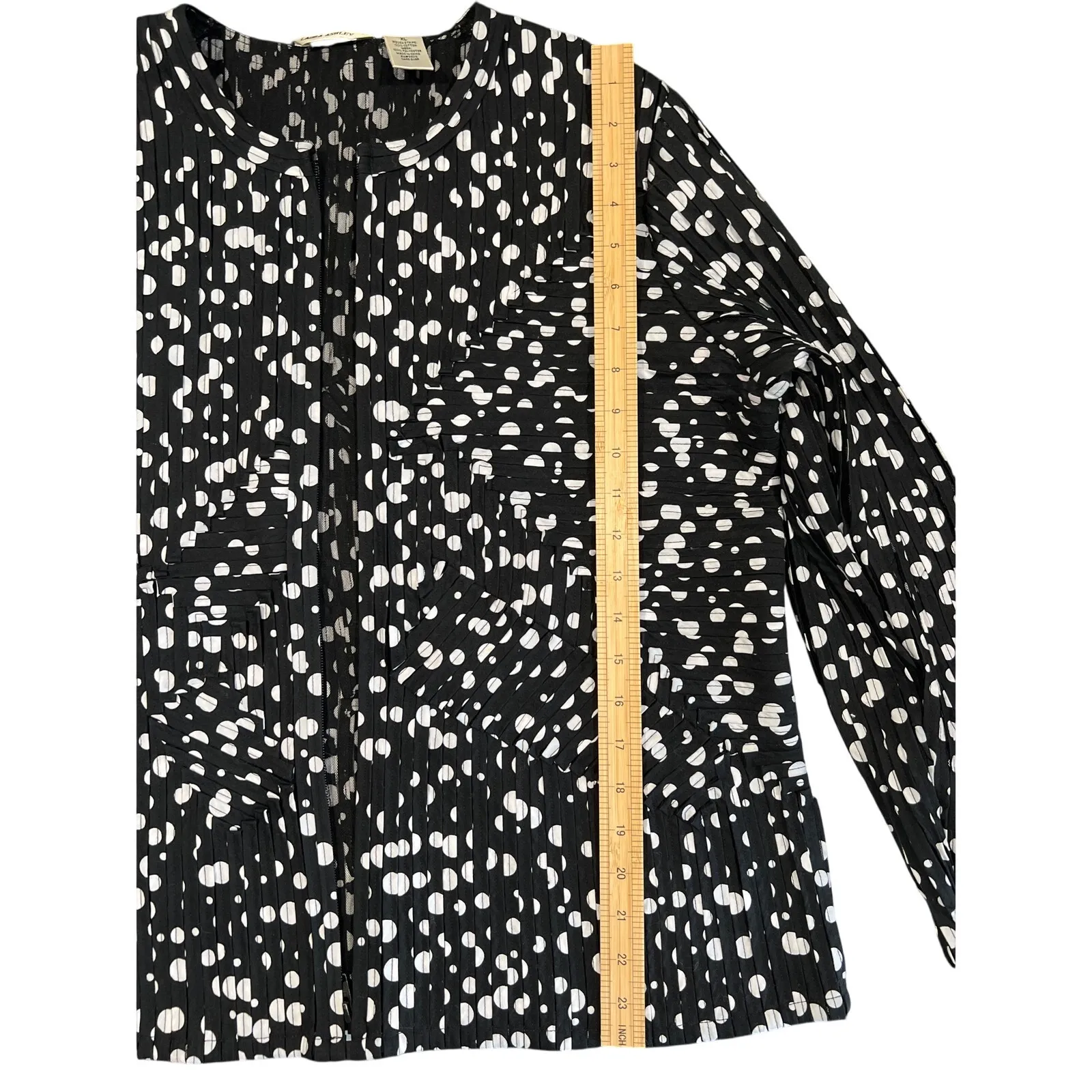 Laura Ashley Black White Modernist Stretch Pieced & Mesh Jacket Size XL Art-Wear - Image 8