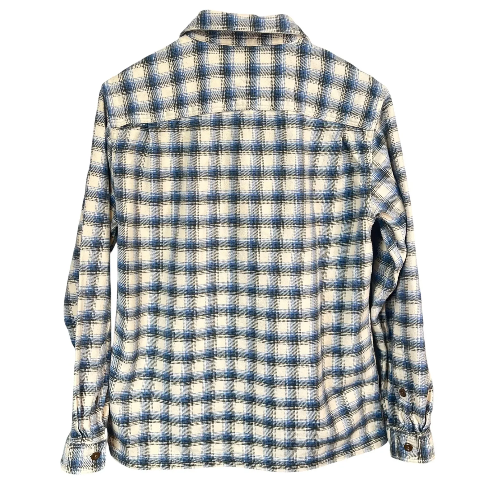 Patagonia‎ Women's Organic Cotton Flannel Shirt Plaid Blue Beige Button Front S - Image 2