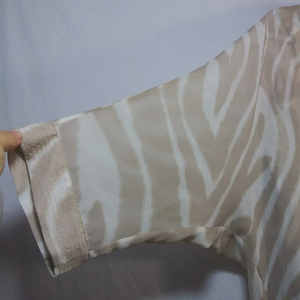 Chico's 2 Piece Tie-Dye Stripe Tunic Top Tan Cream Size M - Image 4