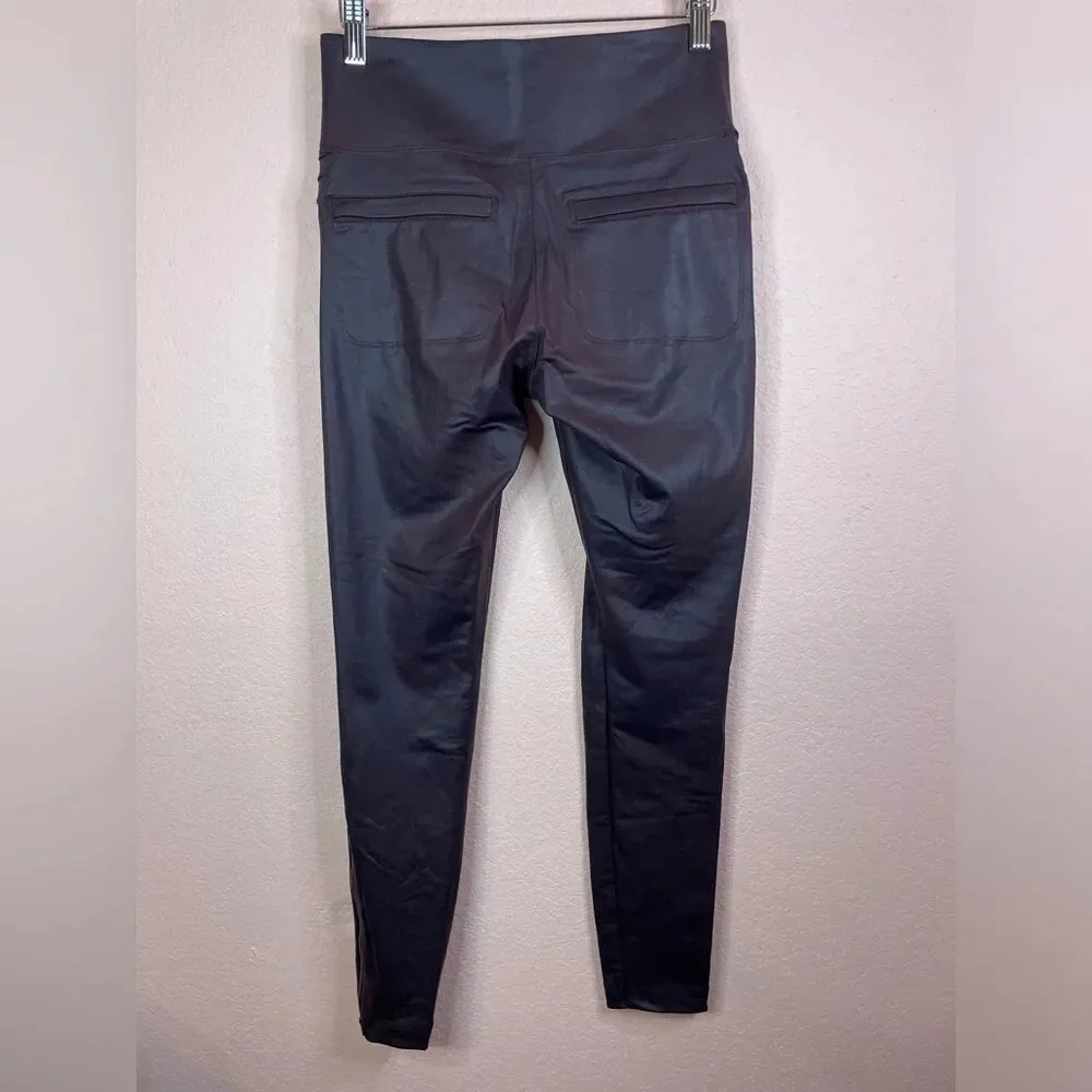 Athleta Delancey Gleam Moto Tight Legging Faux Leather size S Decadent Chocolate - Image 4