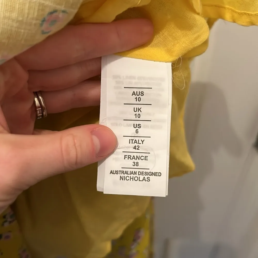 Nicholas Cecile Floral Midi Belt Dress Yellow Size 6 - Image 10