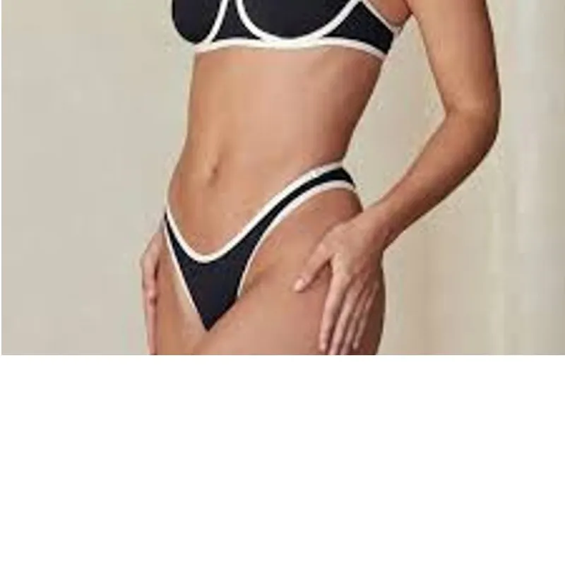 MONDAY Swimwear Somerset BOTTOMS Bikini SUSTAINABLE Size Small S Ivory Black - Image 2