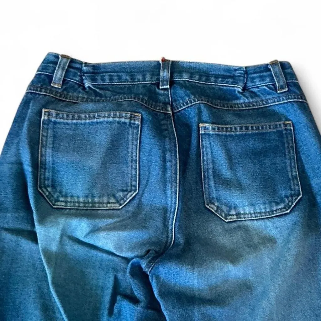 Vintage Clio Flare Denim Jeans With studded eyelet detail size 8 Blue - Image 3