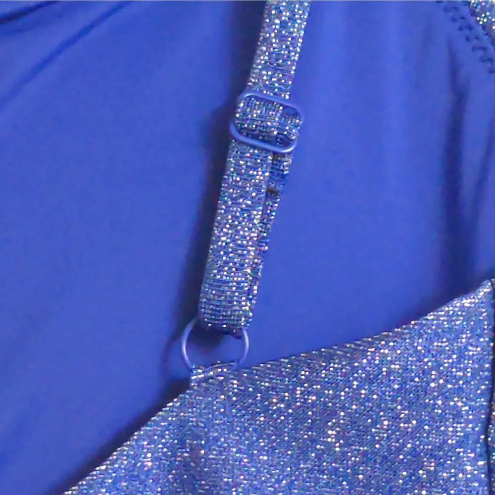 AQUA Swim Shimmer Square Neck One Piece Swimsuit Sapphire (Blue) XS New - Image 4