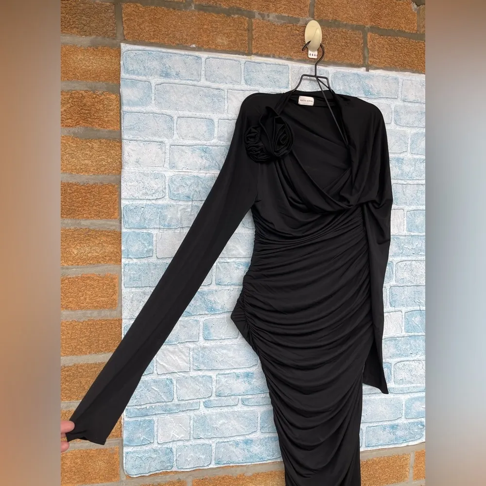 MAGDA BUTRYM Jersey Midi Dress With 3d Flower Applique size 34/4 Black - Image 5