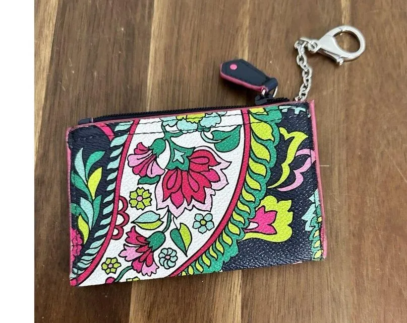 Vera Bradley Card Holder Coin Purse Wallet Pouch Key Chain Floral Petal Paisley - Image 4