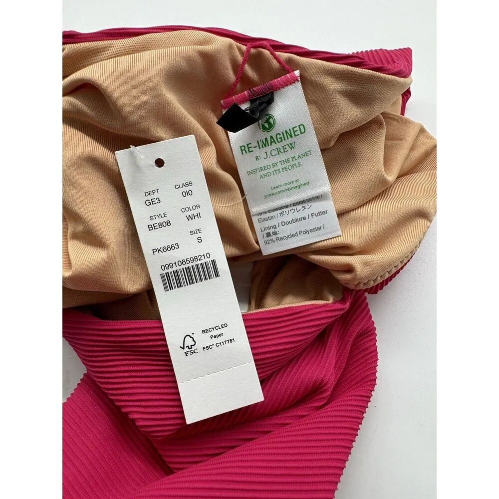 NWT J. Crew Dark Pink High Rise Ribbed Cheeky Bikini Bottom Size Small - Image 4