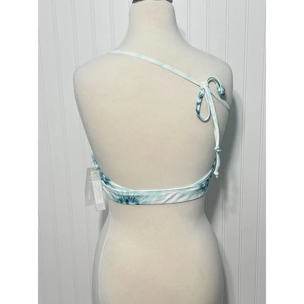 Devon Windsor Iryna One Shoulder Bathing‎ Suit Bikini Swim Top Blue White XL White - Image 4