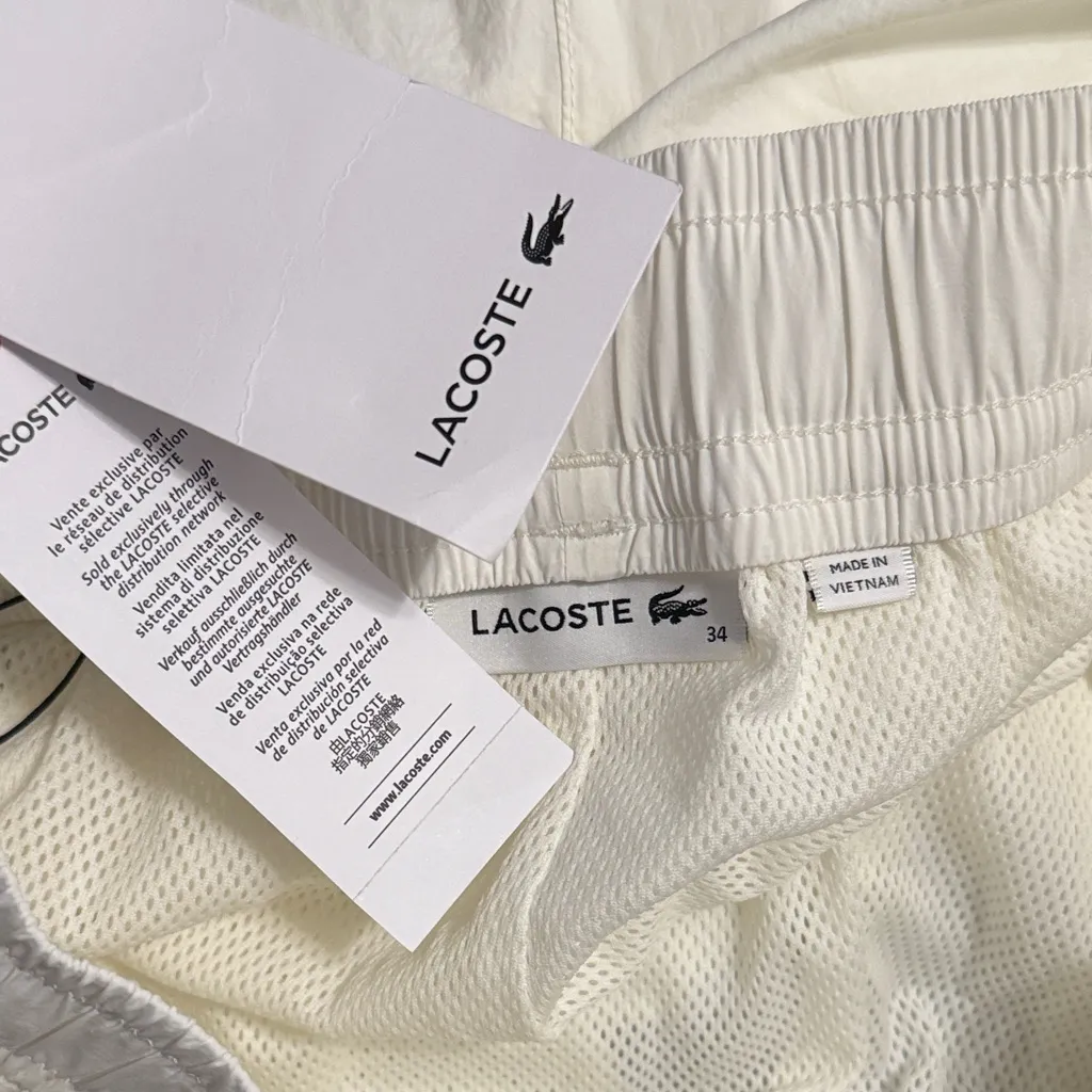 💖 NWT Lacoste Nautical Print Windbreaker Nylon Cream Track Pants Sz 34 - Image 7