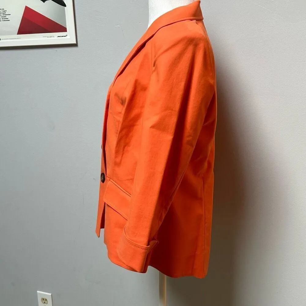 Lafayette 148 New York Orange unlined button up blazer jacket size 12 - Image 2