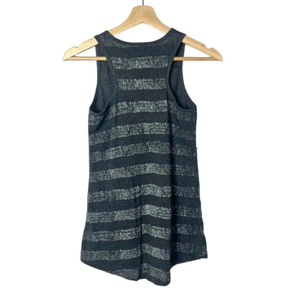 Miss Me Black Sequin Stripe Tank Top S - Image 2