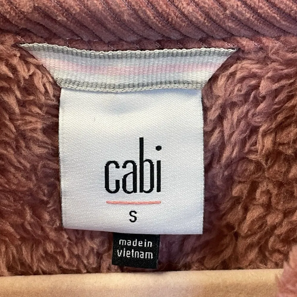 CAbi Womens Small Jacket Embrace Topper Dusty Pink Rose Fleece Hooded Zip 4121‎ - Image 3