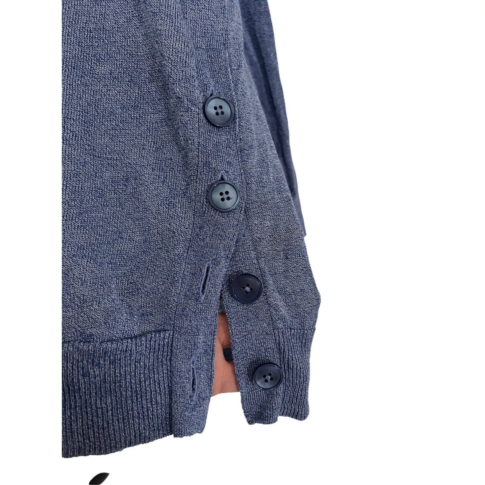 J.CREW  Sweater Womens Small Blue Sheer Linen Blend  V-Neck Side Buttons Preppy - Image 7