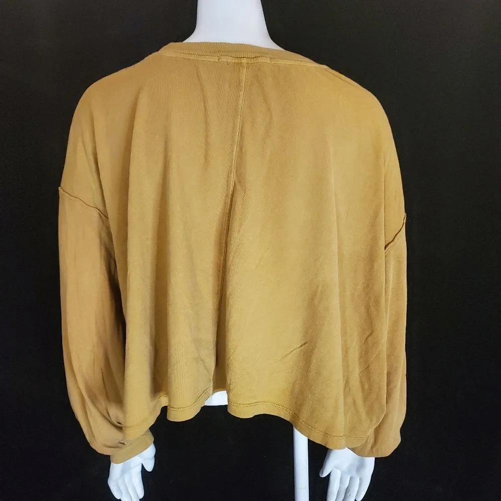 We The Free Mustard Yellow Long Sleeve V-Neck Top (XS) - Image 4