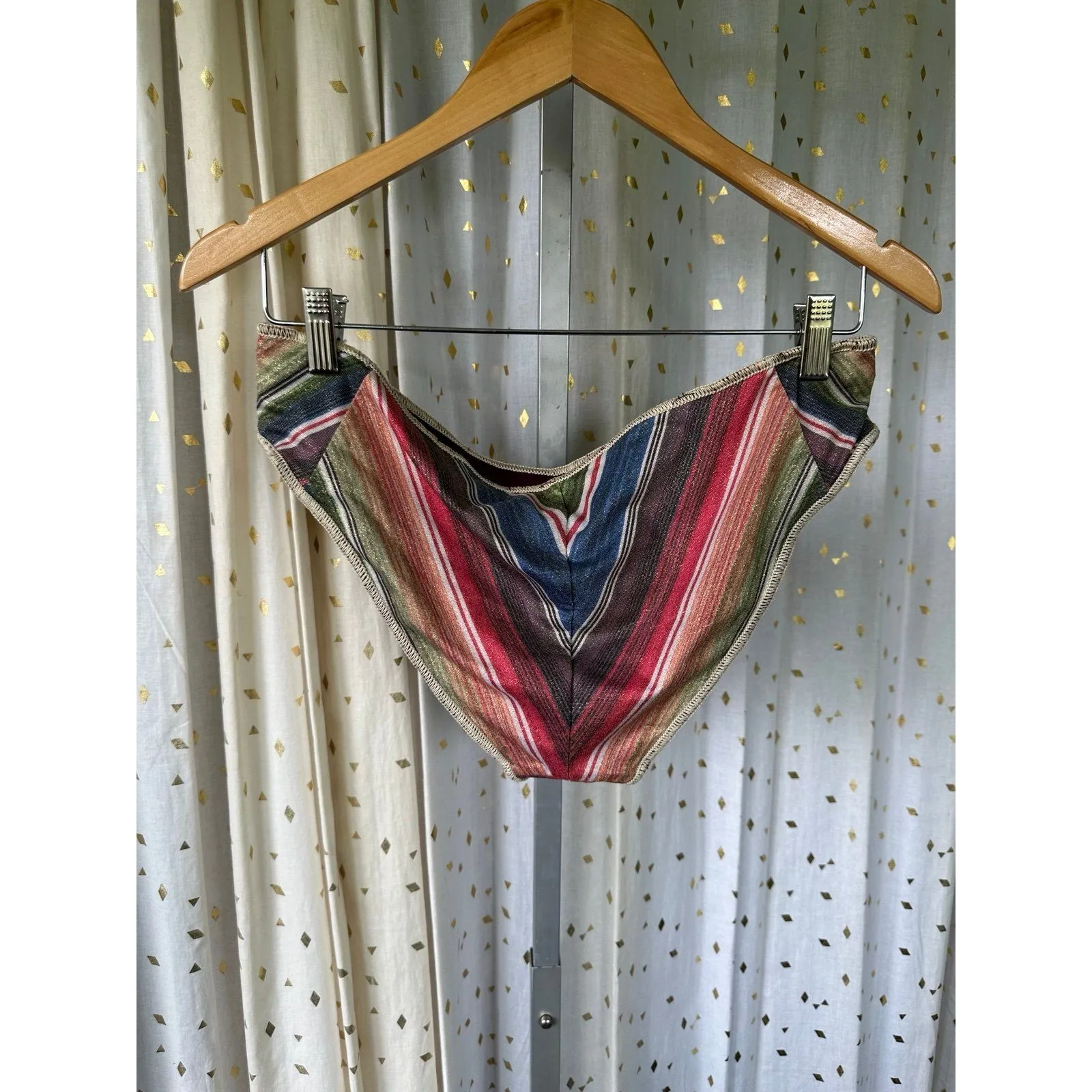 Becca by Rebecca Virtue West Village Metallic Strips Swimwear Bikini Bottom XL - Image 4