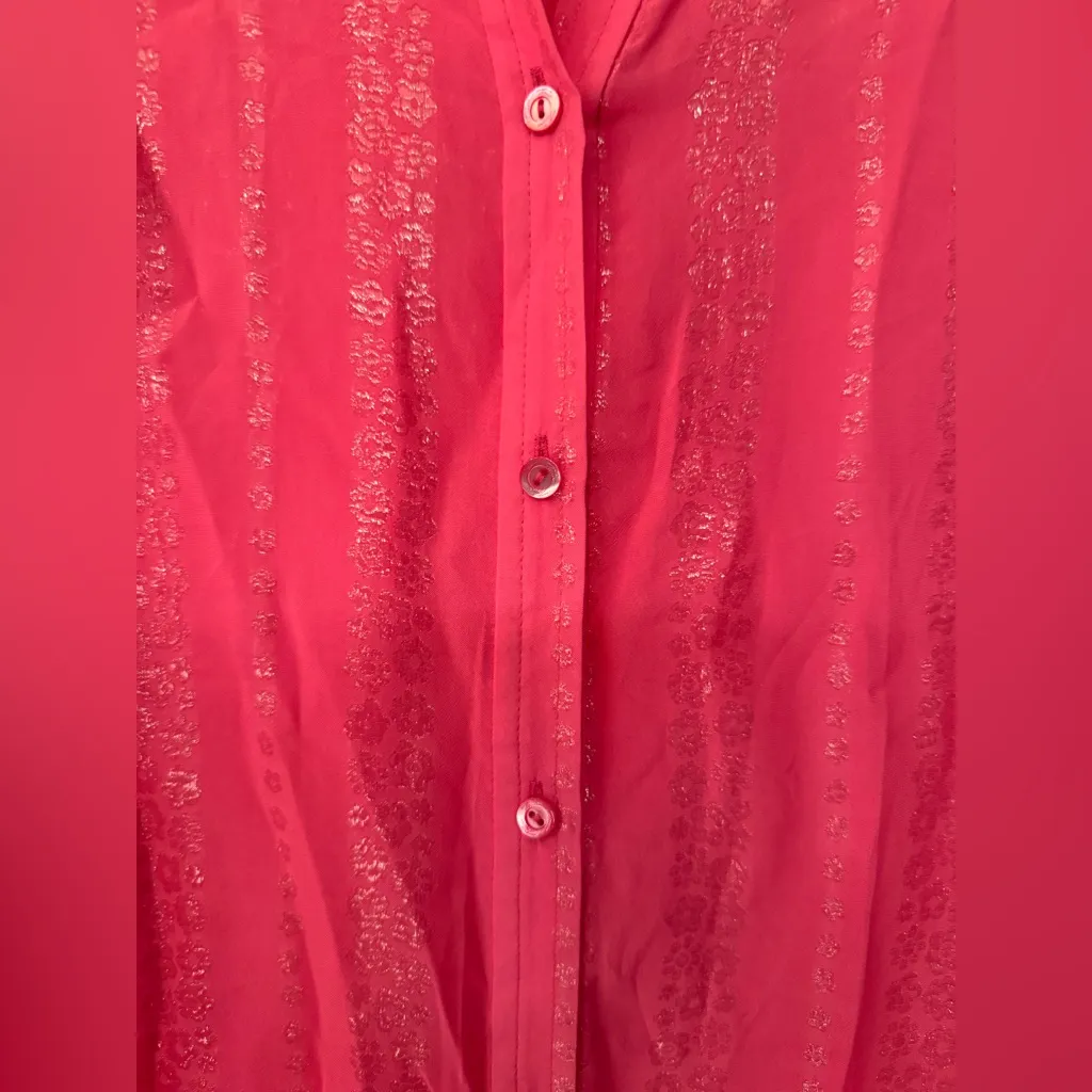 Trina Turk Puff 3/4 Sleeve Elegant Women’s Sparkle Pink Blouse Size Small - Image 9