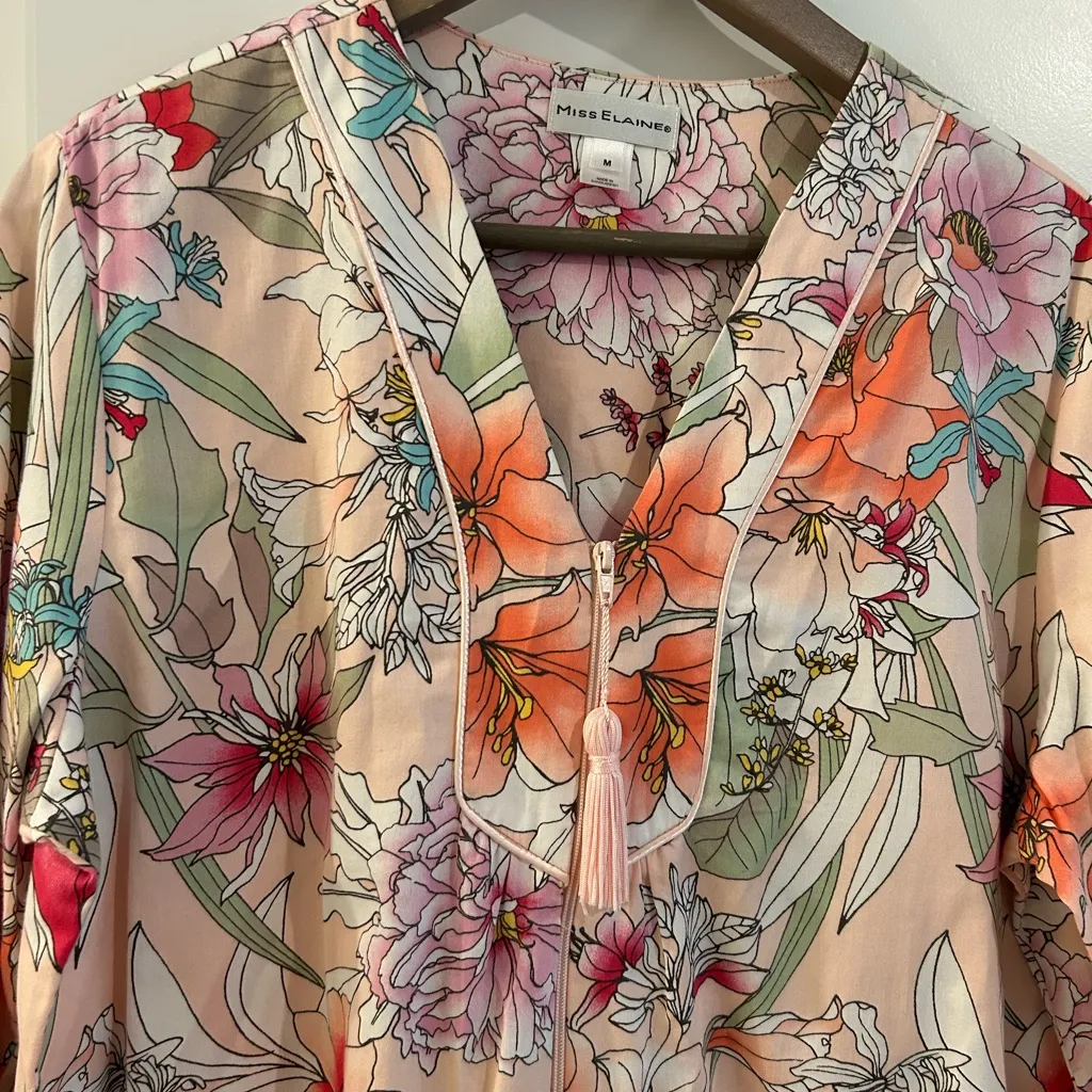 Miss Elaine Floral Robe Pink Size M Size M - Image 2