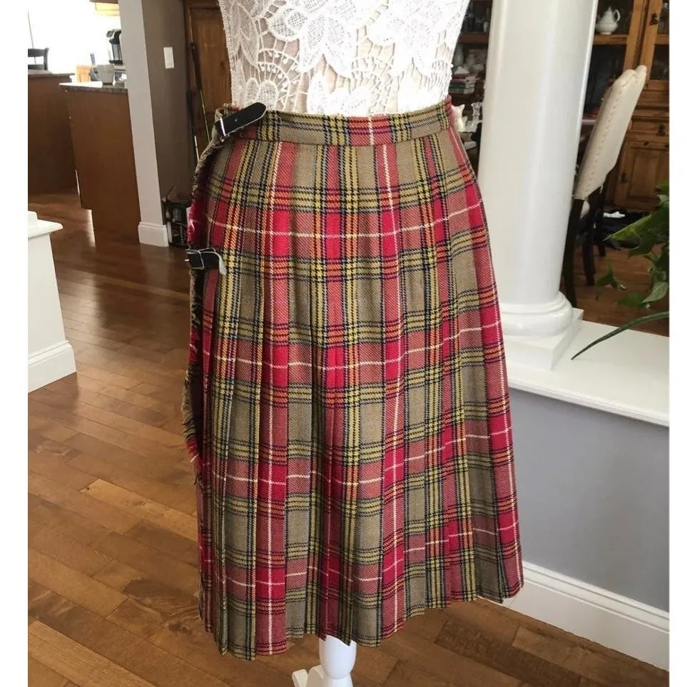 Vintage 1980s–1990s Moffat Weavers Scottish Plaid Wool Kilt Skirt Size M Red Size M - Image 11