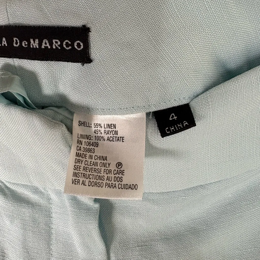 Isabella DeMarco Light Blue Linen Blend Trousers Size 4 - Image 5
