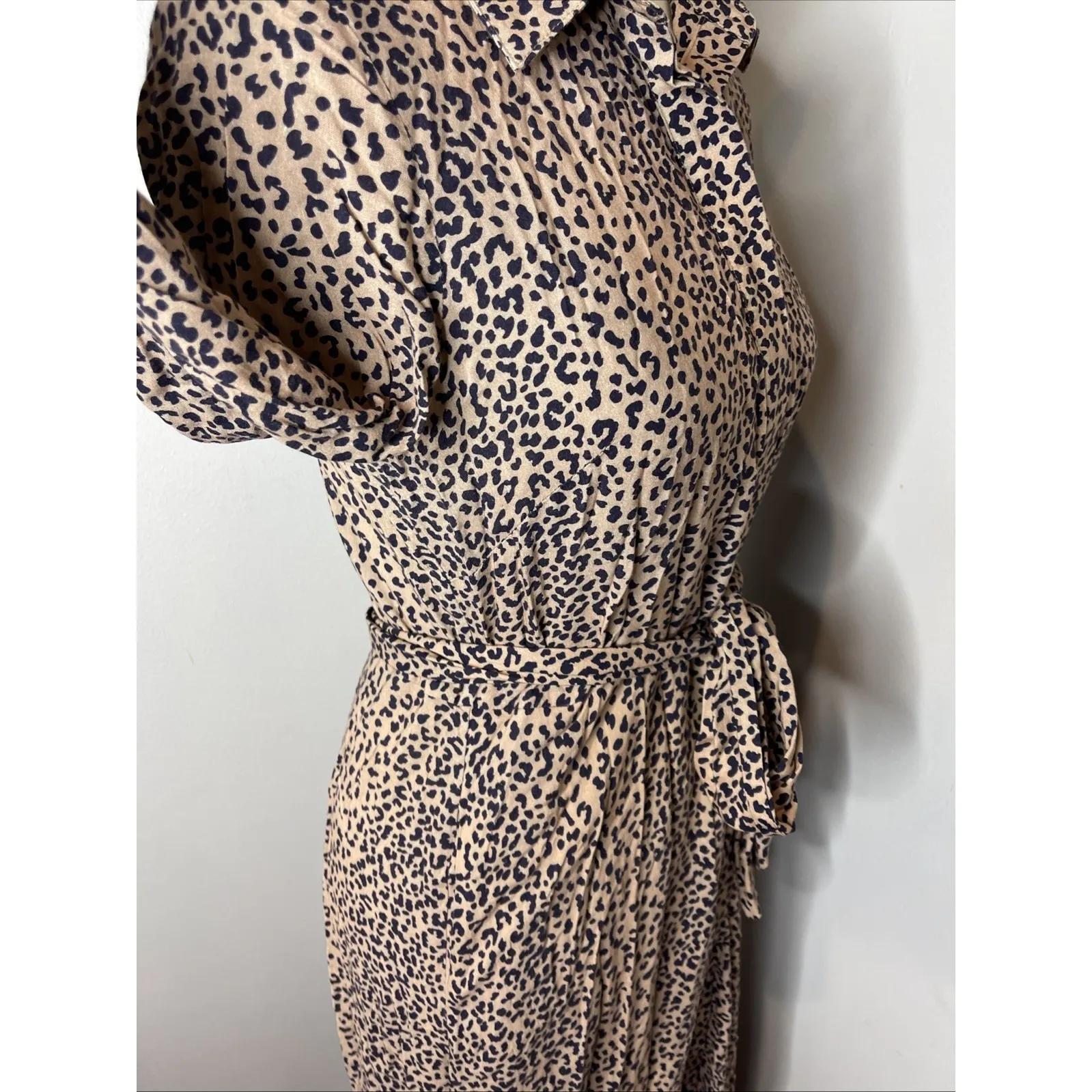 Tuckernuck Aster Leopard Print Button Down Midi Dress Long Sleeve‎ Small S - Image 5