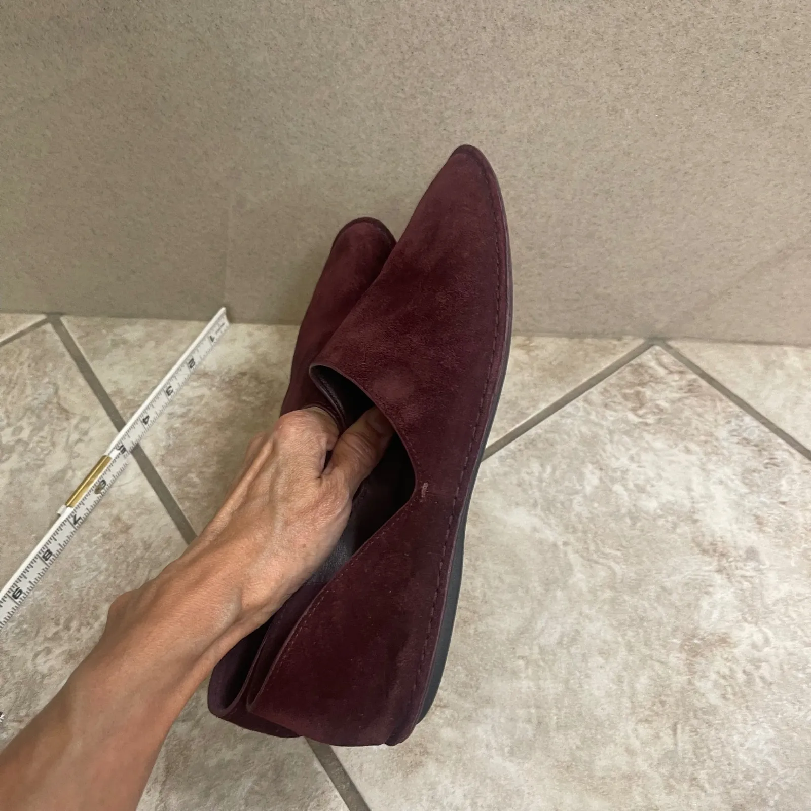 Vince Malia Womens Burgundy Suede Pointed Toe Flats Slip On Shoes Sz  US 7 EU 37 - Image 4