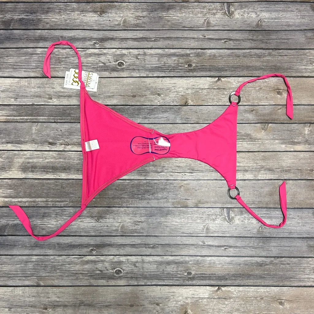 Swim Systems Pink Flounce Push Up Underwire Side Tie Rings Bikini NWT Small - Image 9