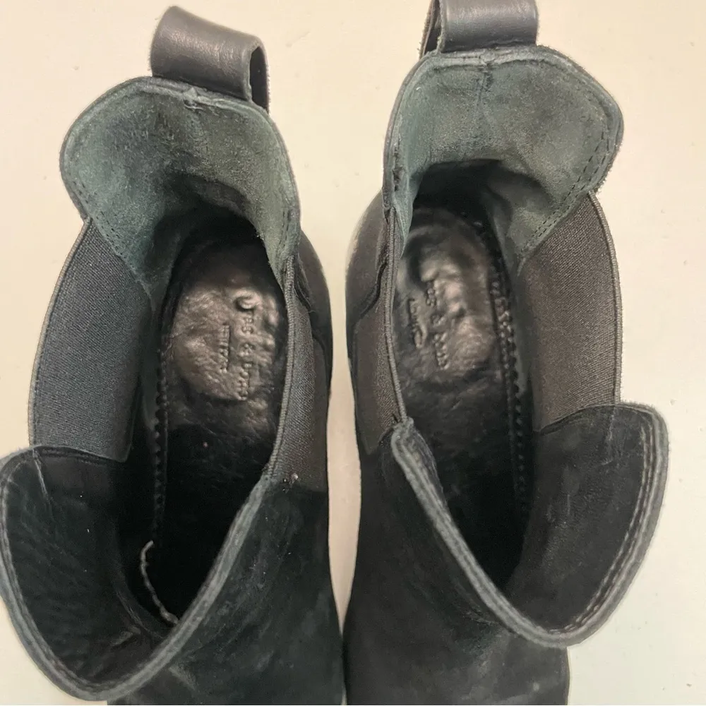 Rag and Bone  Boots Devon Booties Ankle Pull On Stacked Heels Suede Burnished Black - Image 12