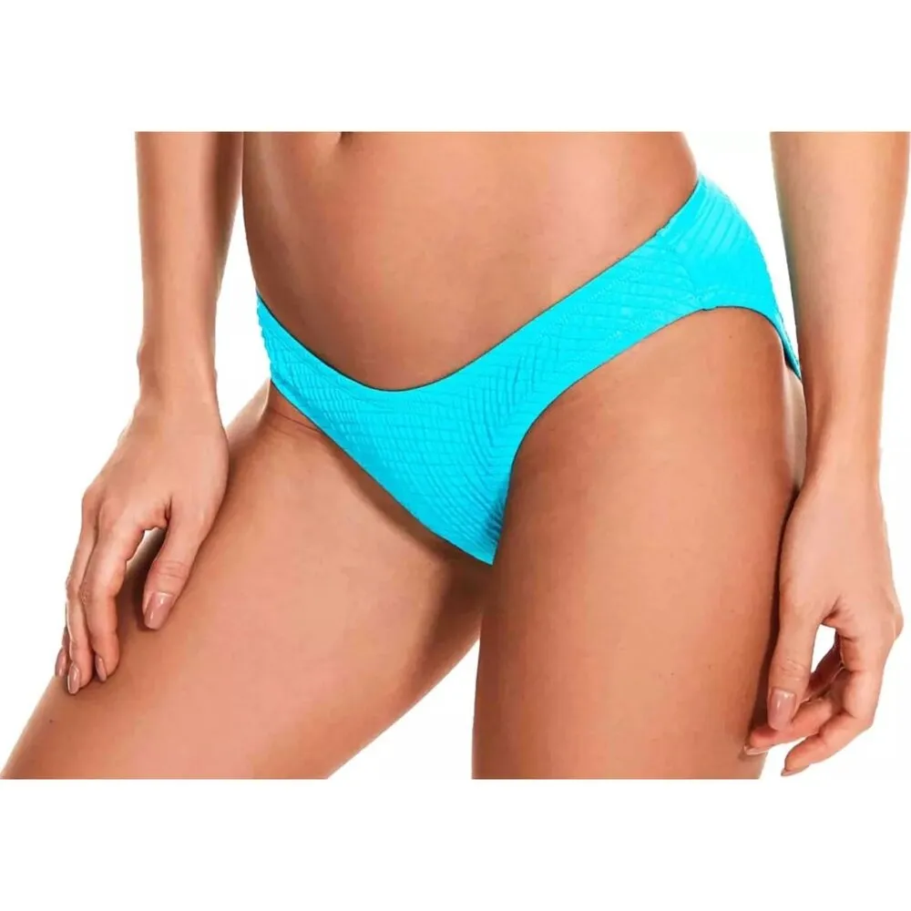 Lucky Brand Golden Wave Textured Hipster Bikini Swim Bottom Teal Blue L - Image 4